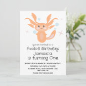 Invitation Pastel Axolotl Océan Créature 1er anniversaire (Debout devant)