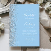 Invitation Pastel Baby Blue Parties scintillant en argent Fai