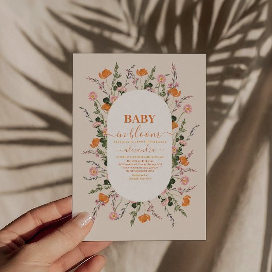 Invitation Pastel Baby in Bloom Script Baby shower floral
