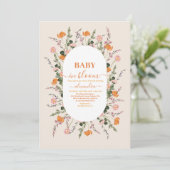 Invitation Pastel Baby in Bloom Script Baby shower floral (Debout devant)