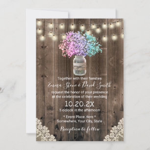 Invitation Pastel Baby's Breath Flowers Mariage rustique