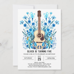 Invitation Pastel Ballad Guitar Boy Anniversaire