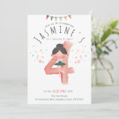 Invitation Pastel Ballerine 4e Anniversaire Fille  (Debout devant)