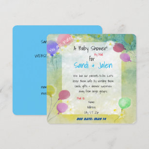 Invitation Pastel Balloons Baby shower par aquarelle Mail
