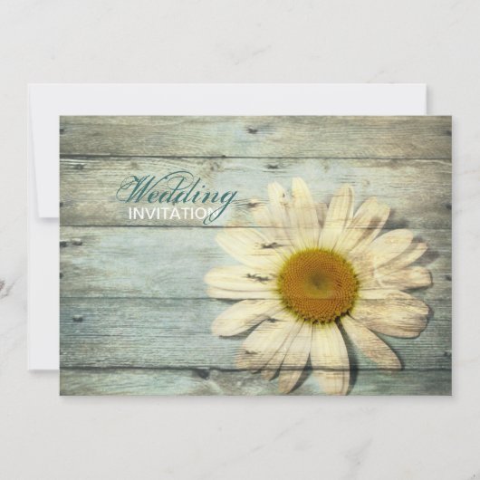 Invitation pastel barncountry daisy wedwedding (Devant)