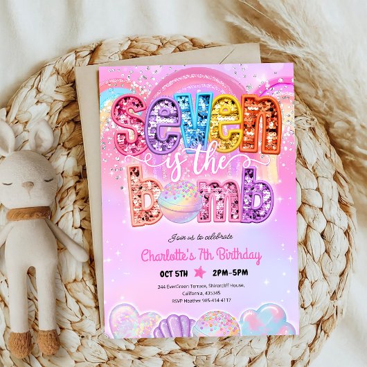 Invitation Pastel Bath Bomb Bash 7e Anniversaire