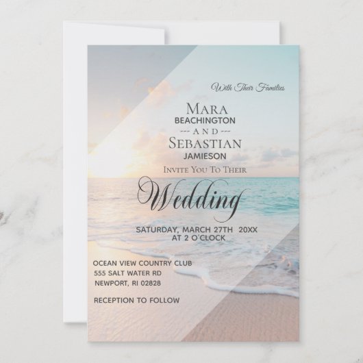 Invitation *~* Pastel Beach Sunset Sunrise Mariage (Devant)