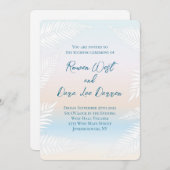 Invitation Pastel Beach Sunset Tropical Palm Leaf Wedding (Devant / Derrière)