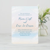 Invitation Pastel Beach Sunset Tropical Palm Leaf Wedding (Debout devant)