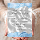 Invitation Pastel Bébé Bleu Argent Agate Blanc Mariage de soi