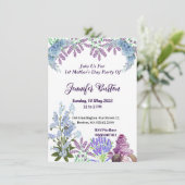Invitation Pastel bleu doux Lilac Hydrangea 1ère fête des mèr (Debout devant)