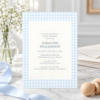 Pastel Bleu Gingham à Carreaux à Damier Baby Showe