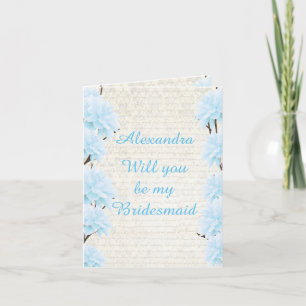 Invitation Pastel bleu pâle floral serez-vous ma servante d'a