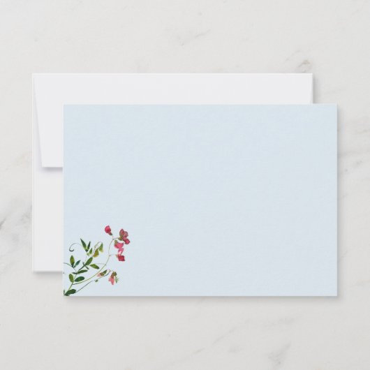 Invitation Pastel bleu rose rouge fleurs vert Bridesmaid (Dos)