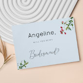 Invitation Pastel bleu rose rouge fleurs vert Bridesmaid