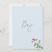 Invitation Pastel bleu rose rouge fleurs vertes Merci (Dos)