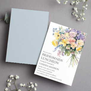 Invitation Pastel Bloom Bouquet Bridesservantes Mariage du dé