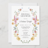 Invitation Pastel Bloom Floral Wreath Fête des mariées (Devant)