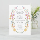 Invitation Pastel Bloom Floral Wreath Mariage (Debout devant)