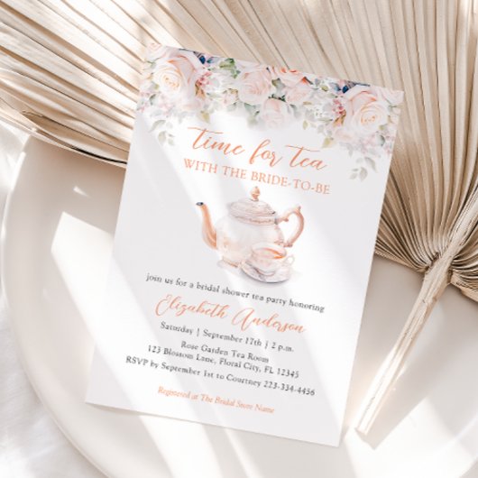 Invitation Pastel Blooms Fête des mariées Tea Party