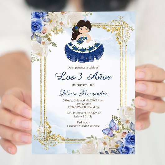 Invitation Pastel Blue 4 Mexicaine Tres Anos Invitacion
