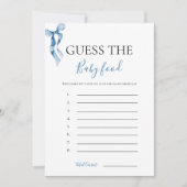 Invitation Pastel Blue Bow Guess The Baby Food Game Card (Devant)