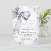 Invitation Pastel Blue Bow hiver Sprinkel Conquette Anniversa (Debout devant)