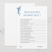 Invitation Pastel Blue Bow qui connaît maman meilleur Baby sh (Devant / Derrière)