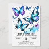 Invitation Pastel Blue Butterfly Boy Anniversaire (Devant)