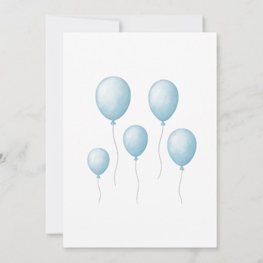 Invitation Pastel Blue Car & Balloons Boys Anniversaire - (Dos)