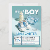 Invitation Pastel Blue C'est un garçon Baby shower Basket (Devant)