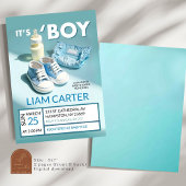 Invitation Pastel Blue C'est un garçon Baby shower Basket