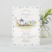 Invitation Pastel Blue Coquette Petit Citrouille 1er annivers (Debout devant)