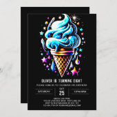 Invitation Pastel Blue Custom Boy Crème glacée Anniversaire (Devant / Derrière)