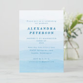 Invitation Pastel Blue Dip Dye Ombre Photo Graduation Party (Debout devant)