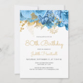 Invitation Pastel Blue Floral 80e fête d'anniversaire (Devant)