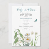 Invitation Pastel Blue Floral Baby dans le Baby shower de fle (Devant)