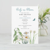 Invitation Pastel Blue Floral Baby dans le Baby shower de fle (Debout devant)