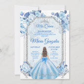 Invitation Pastel Blue Floral Mexicain Charra Mis Quince (Devant)