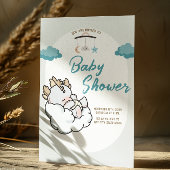 Invitation Pastel Blue Grey Sleeping Cloud Baby Dragon