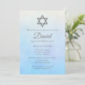 Invitation Pastel Blue Jewish Baby Cérémonie de baptême Brit (Debout devant)