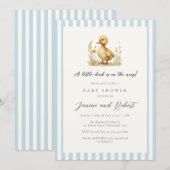 Invitation Pastel Blue Little Duck est sur le Baby shower Way (Devant / Derrière)