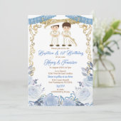 Invitation Pastel Blue Mexicain Twin Baptême et 1er anniversa (Debout devant)
