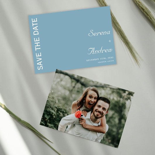 Invitation Pastel Blue Minimalist Plain Chic Artsy Mariage