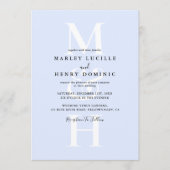 Invitation Pastel Blue Modern Monogram Overlay Wedding (Devant)