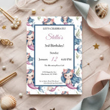 Pastel Blue Pink Chat Mermaid Fille fête d'anniver