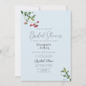 Invitation Pastel blue pink red green flowers Bridal Shower  (Devant)