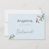 Invitation Pastel blue pink red green flowers Bridesmaid (Devant)