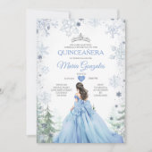 Invitation Pastel Blue Princess Forêt d'hiver Quinceañera (Devant)