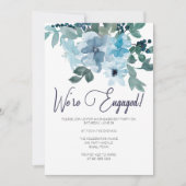 Invitation Pastel Blue Roses Ajouter Photo Engagement Party (Devant)